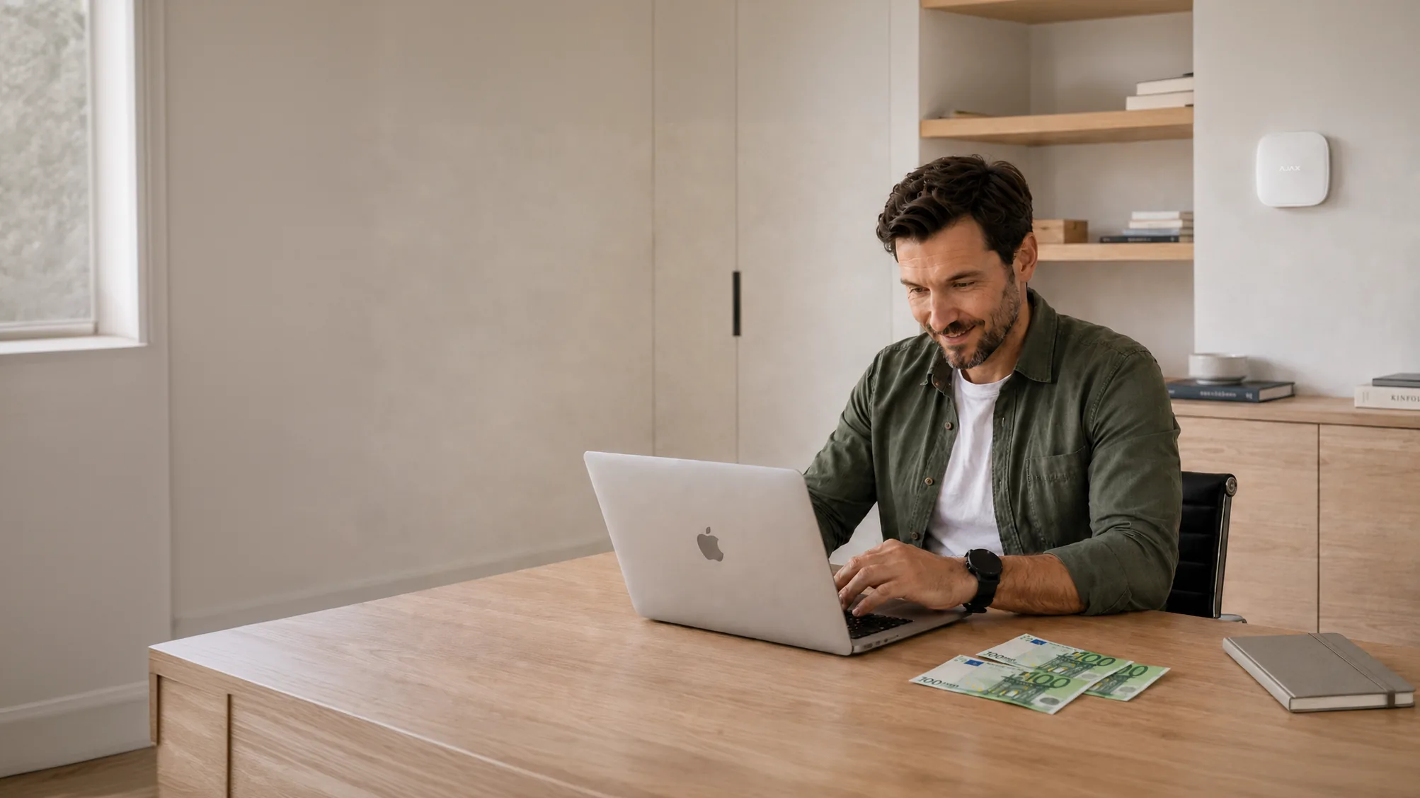 Homme préparant son devis sur ordinateur portable