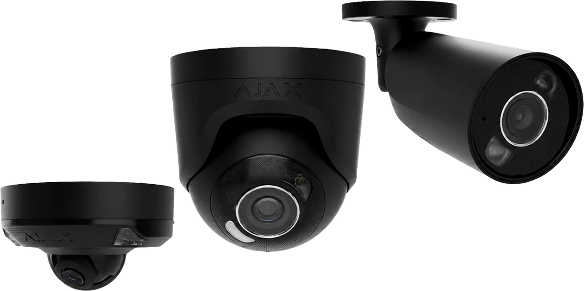 Caméras Ajax noires - dôme, turret et bullet pour vidéosurveillance professionnelle